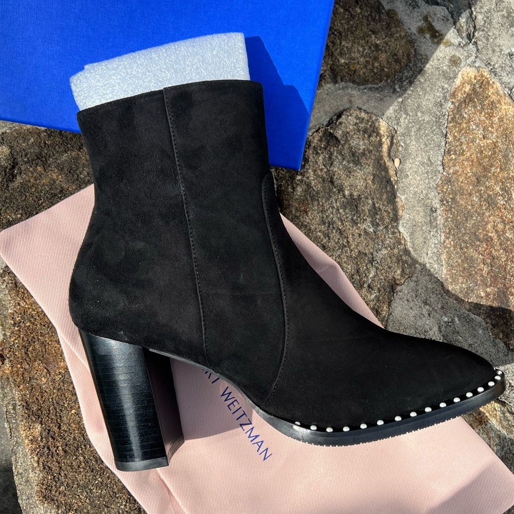 Kailee Pearl Black Suede Stuart Weitzman NIB sz 10